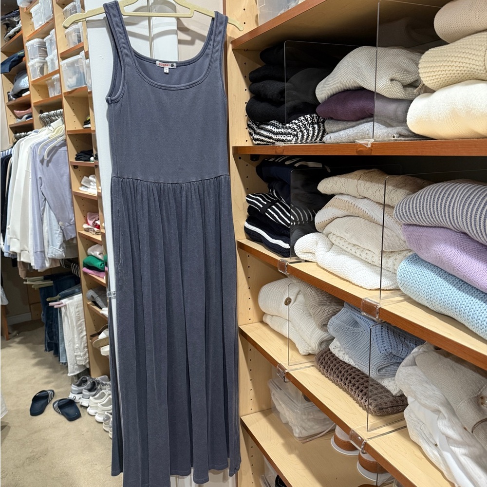 Sundry Gray Blue Mixed Media Maxi Dress Size 0/XS